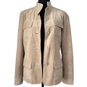 EDDIE BAUER Seattle Suede Washable Jacket Coat Tan Beige Medium